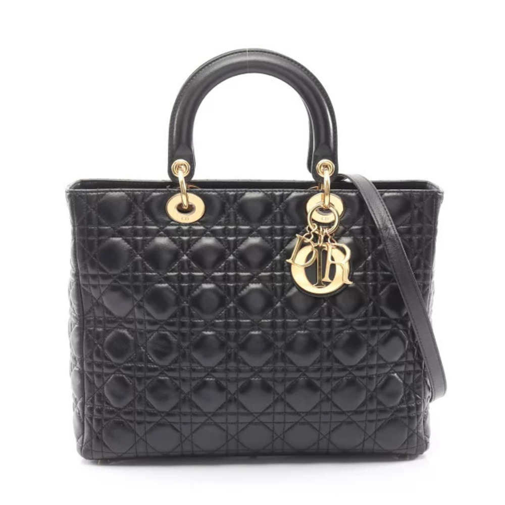 Dior Lady Cannage Handbag Leather Black